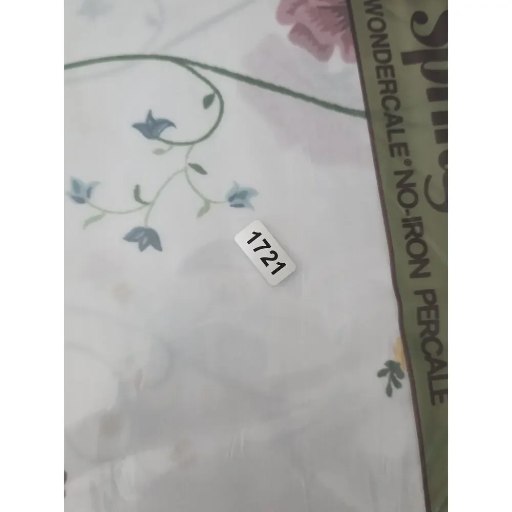 VINTAGE SPRINGMAID Wondercale Double Flat Sheet + Fitted Sheet Swiss Manor